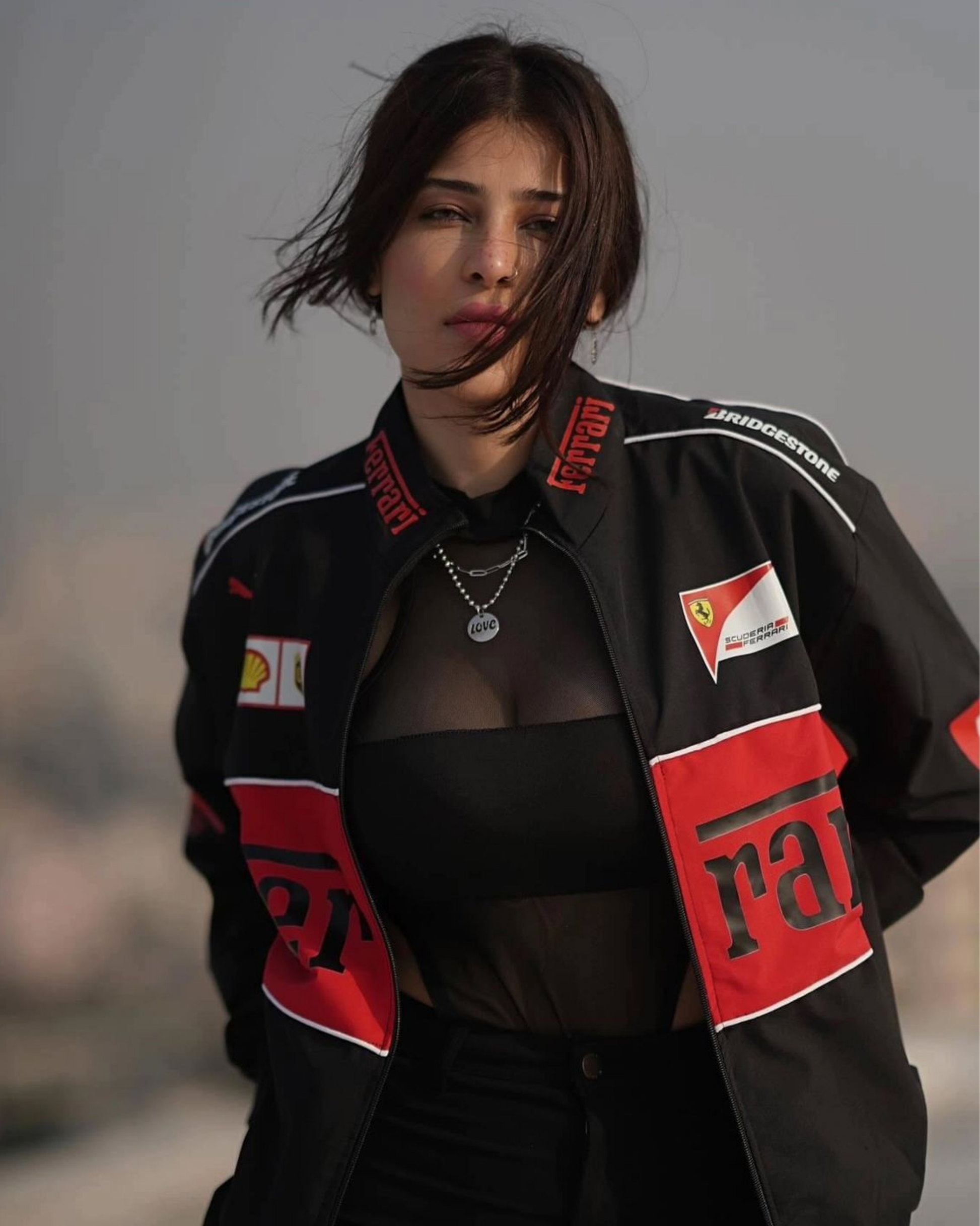 Black Ferrari print women