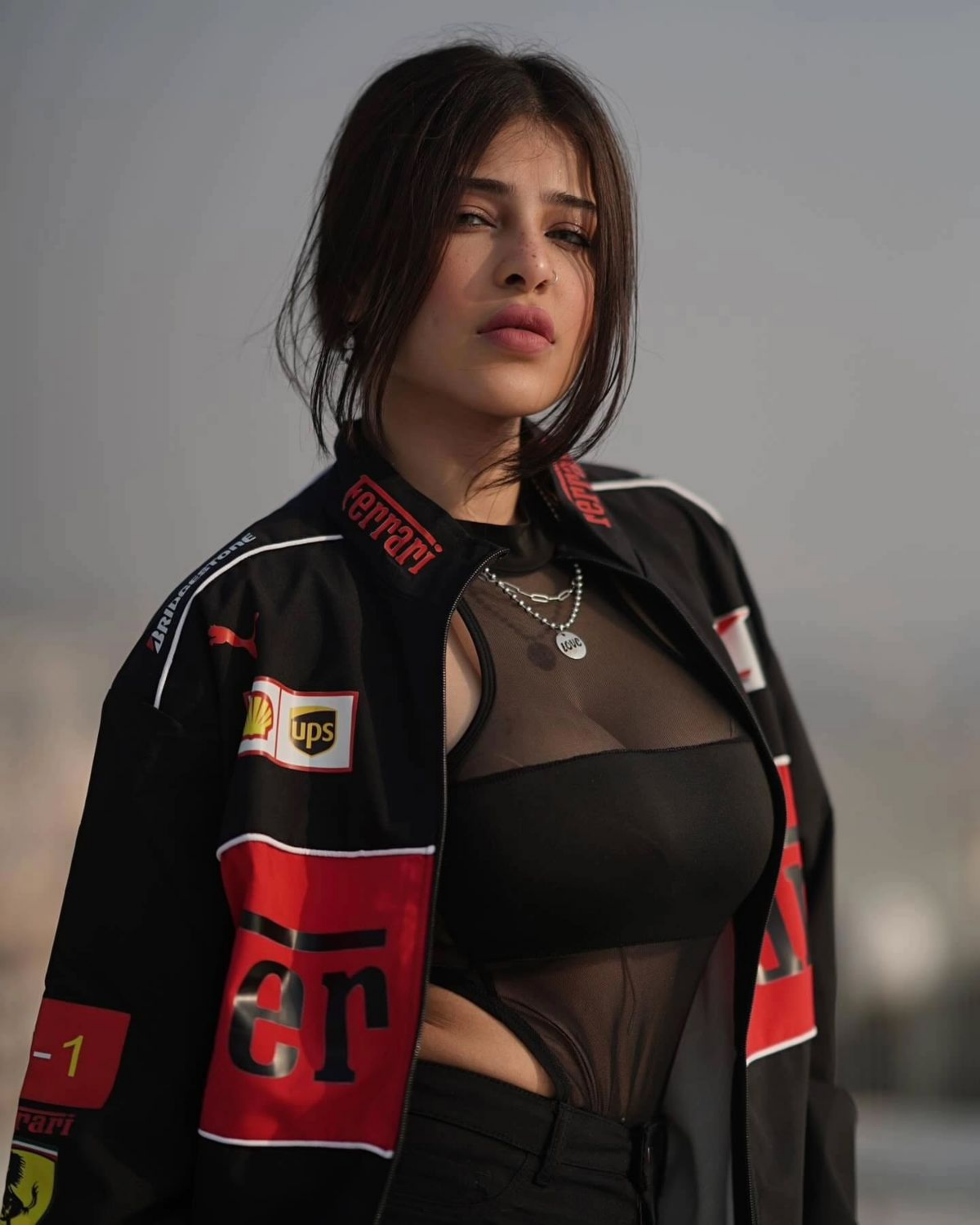 Black Ferrari print women